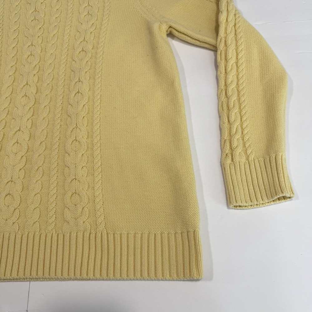 LL Bean Yellow‎ Double L Mixed Cable Crew Neck Pullover Sweater Size XL - Picture 6 of 11